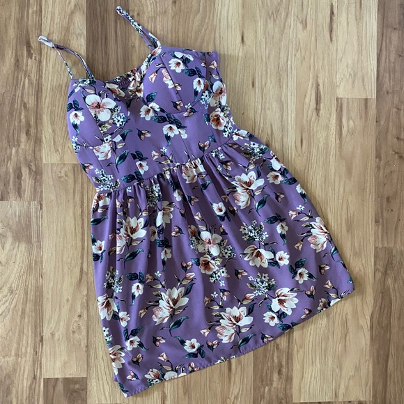 Xhilaration Dresses & Skirts - Purple Xhiliration Floral Strappy Dress XXL